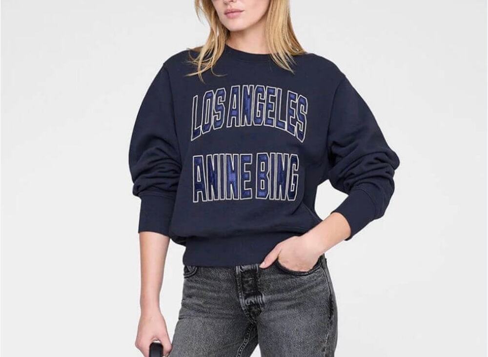 NWT Anine Bing Harry Shrunken sweatshirt Small Los Angeles Appliqué